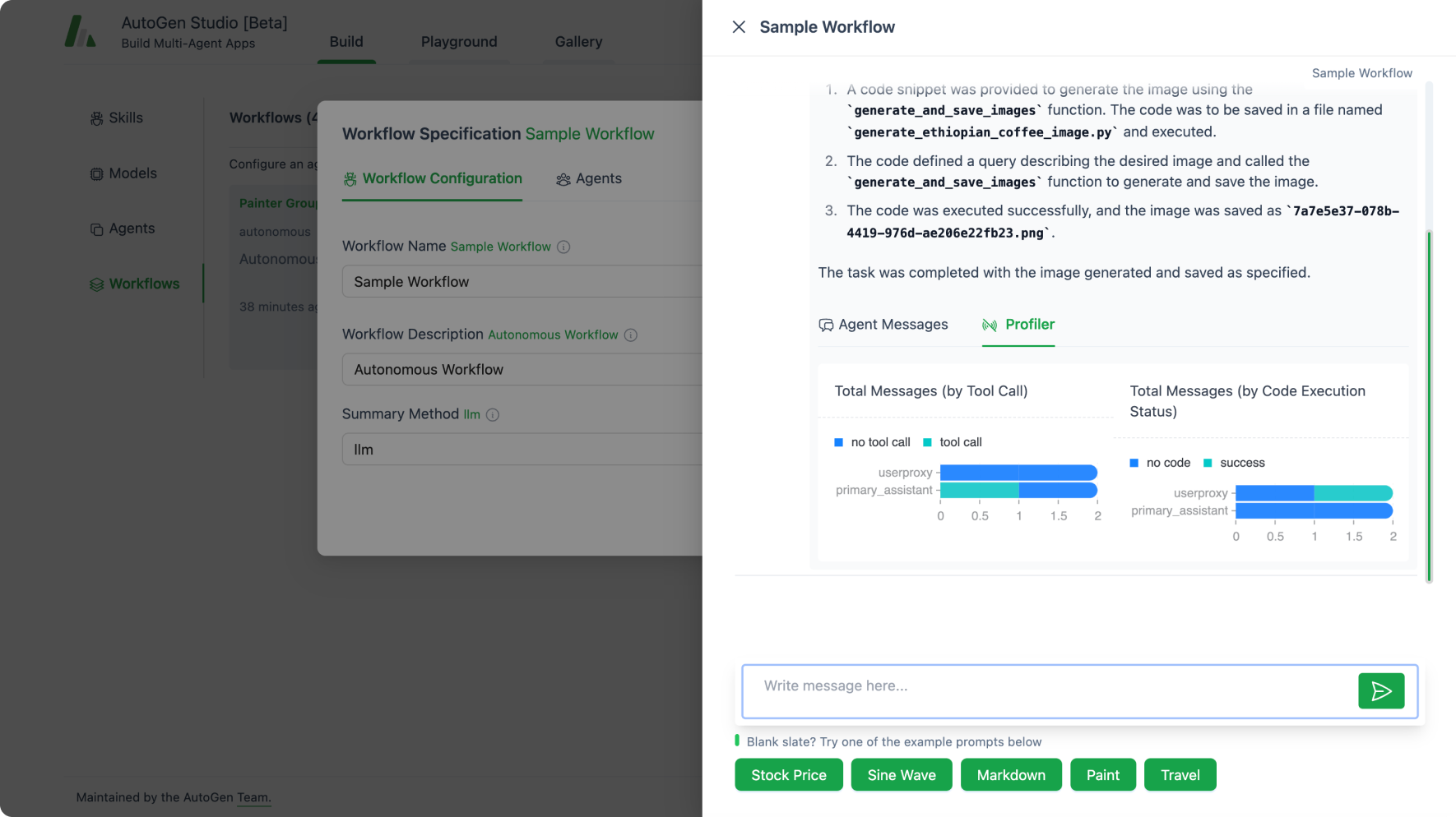 AutoGen Studio Profile Workflow Results